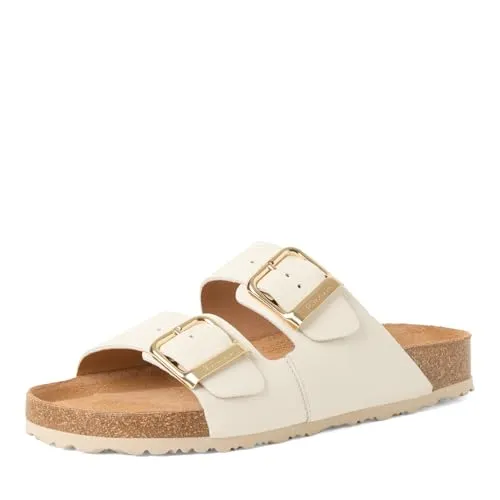 Tamaris Damen Pantoletten aus Leder in Ivory, Größe 38 EU - Elegante Pantoletten für Damen aus hochwertigem Leder. Ideal für die warme Jahreszeit, bieten diese Slipper Komfort und Stil für jede Freizeitaktivität.