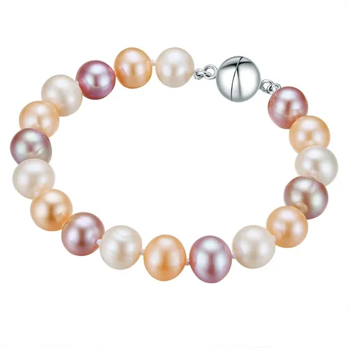 Valero Pearls Damen Perlen-Armband aus Sterling Silber - Elegantes Armband mit 18 hochwertigen Süßwasser-Zuchtperlen, einzeln geknotet für besonderen Tragekomfort. Ideal für stilvolle Anlässe und tägliches Tragen.