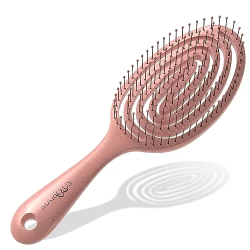 marQus Haarbürste ohne Ziepen mit einzigartiger Doppelspiralfeder und noch mehr Borsten zur optimalen Druckverteilung und Pflege, Entwirrbürste für jeden Haartyp, 1 Stück, Farbe Metallic Rosegold