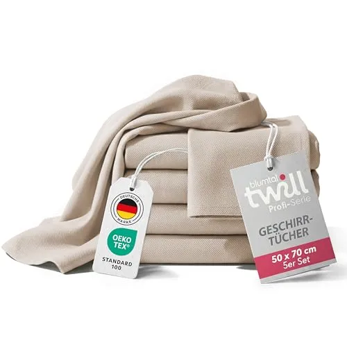 Blumtal Geschirrtuch 5er Set Premium Baumwolle 50x70 cm in beige von Blumtal