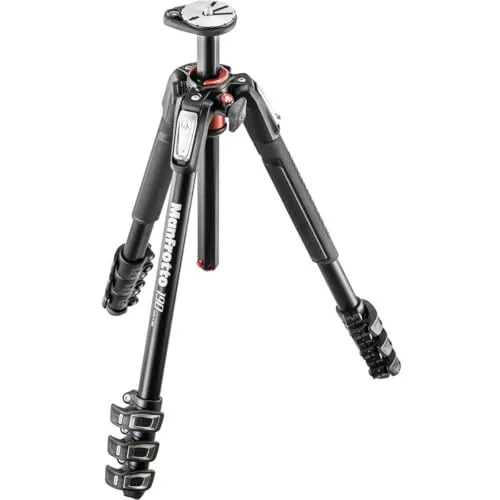Manfrotto Treppiede 190X PRO4 - Vielseitiges Stativ - Stativ mit 90° Mittelsäulensystem für kreative Aufnahmen. Sichere Beinschnellverschlüsse und Easy-Link-Anschluss für Zubehör bieten höchste Flexibilität.