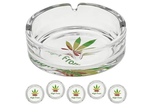 Produktbild CEPEWA Aschenbecher Glasaschenbecher 'Glow in the Dark' 6er Set Ø10cm Glas Cannabis
