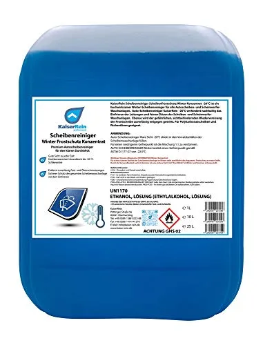 KaiserRein Scheibenreiniger Winter Frostschutz Konzentrat 10 L - Autopflege & Motorradpflege - Hochkonzentrierter Premium-Scheibenreiniger für klare Sicht bis -20 °C, schützt die Waschanlage vor Einfrieren und entfernt zuverlässig Verschmutzungen.