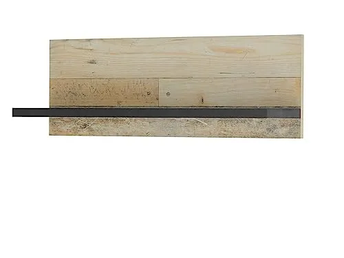 Furn.Design Wandregal Stove, Used Wood hell und Anthrazit - Modernes Küchenregal in trendigem Design (90x30x21 cm) mit strapazierfähiger Melaminbeschichtung und FSC®-zertifiziertem Holz, ideal für eine ordentliche Küche.