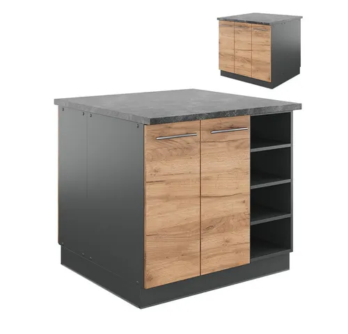 Vicco Kücheninsel Fame-Line 90 cm - Einbauküchen-Komponenten mit modernen Hochglanzfronten und Softclose-Scharnieren für höchsten Komfort und edles Design in Ihrer Küche.