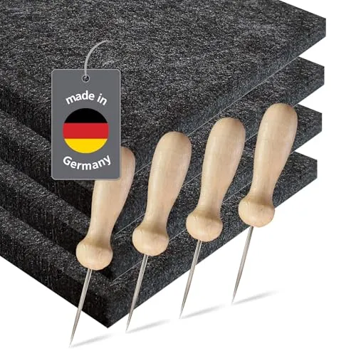 Familienmomente 4 hochwertige Prickelsets (4X Prickelfilz 20x14,5x1 cm und 4X Prickelnadel mit Holzgriff 8,2 cm) Prickeln für Kinder ab 3 Jahre und Erwachsene