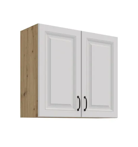 Küchen-Preisbombe Hängeschrank 80 cm Stilo Weiss Eiche Artisan - Hängeschrank 80 cm für die perfekte Küchenzeile, mit zwei Türen und dämpfenden Scharnieren für leises Schließen. Ideal für das Küchenprogramm STILO.