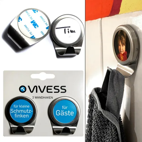 Foto Handtuch-Haken,individuell gestalten,selbstklebend Wandhaken ohne Bohren 2