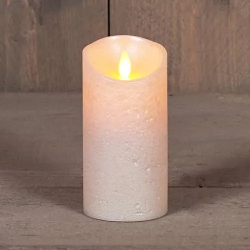 LED Echtwachskerze Kerze Farbauswahl Timer flackernde Wachskerze Kerzen Batterie, Farbe:Perle, Größe:15 cm