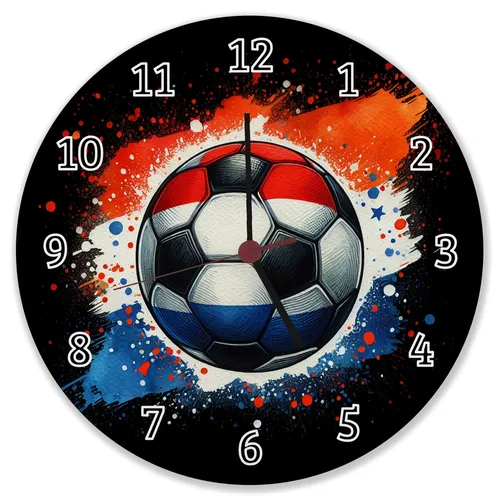 Fußball Niederlande Flagge Wanduhr aus MDF