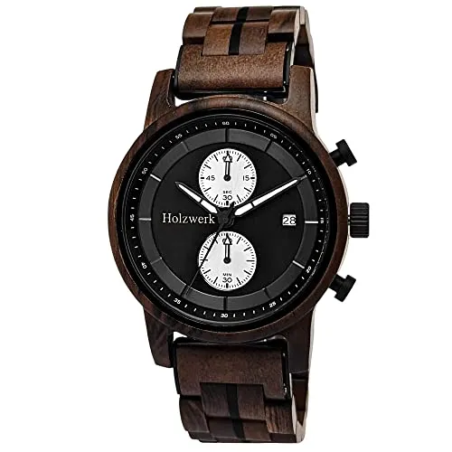 Holzwerk Germany Handgefertigte Designer Herren-Uhr - Armbanduhren für Herren, umweltfreundliche Holz-Uhr mit elegantem Design und hochwertigem Japan Quarzuhrwerk für außergewöhnlichen Tragekomfort.