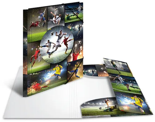HERMA Sammelmappe A4 Fussball - Kinder Eckspanner-Mappe aus Kunststoff, mit Gummizug und buntem Innendruck für kreative Organisation
