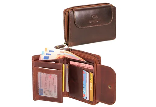 ALMADIH Geldbörse Damen Echt Leder Geldbeutel RFID Portemonnaie CARLY - 16 Kartenfächer