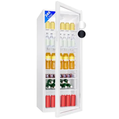Bomann KSG 7289 Glastür-Kühlschrank - Kühlschrank mit Glastür, 245 L, energieeffiziente LED-Beleuchtung und praktische Abtauautomatik, ideal für Gewerbe und Gastronomie.