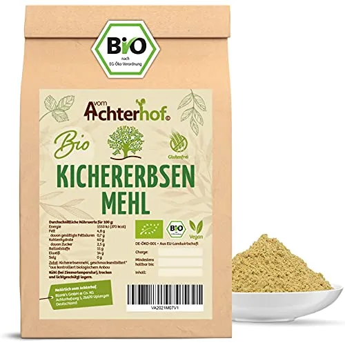 Kichererbsenmehl BIO 500g | geschmacksentbittertes Mehl | glutenfreie Alternative zu Weizenmehl | höchste Bioqualität | leicht nussiger Geschmack | ideal für die vegane Küche | vom Achterhof