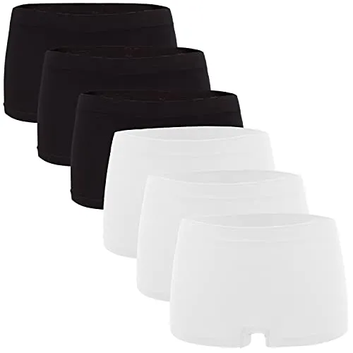 Fabio Farini Damen Panties 6er Pack - Seamless Hipsters Boxershorts - Stilvolle nahtlose Panties aus weichem Microfaser-Gewebe für optimalen Tragekomfort und perfekte Passform. 3x Weiß und 3x Schwarz, ideal für den Alltag.