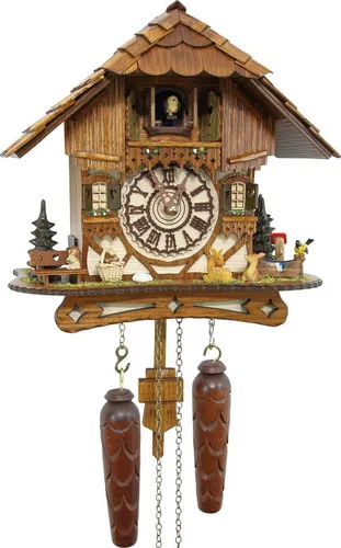 Schwarzwaldpalast Kuckucksuhr Chalet-Stil 26cm - Wanduhren mit traditionellem Chalet-Stil und präzisem Quarz-Uhrwerk, ein zeitloses Dekorationsstück für Ihr Zuhause.