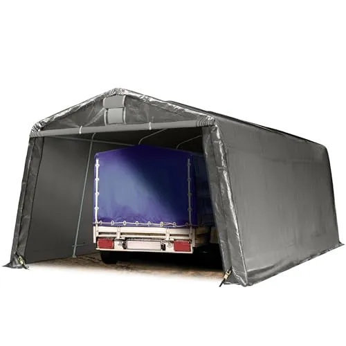 TOOLPORT Zeltgarage 3,3 x 6,2 m – Premium Carport aus PE 600 N - Pavillons für sicheren Wetterschutz: Diese mobile Garage schützt Ihr Fahrzeug und Gartengeräte zuverlässig vor Wind, Regen und Frost. Hochwertige, wasserdichte Plane und stabile Stahlrohrkonstruktion sorgen für Langlebigkeit.