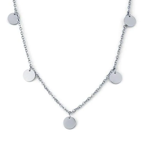 Heideman Halskette Kreise Damen - aus hochwertigem Edelstahl - silber gold rosegold farben poliert - Kette für Frauen mit sieben runden Plättchen Anhänger - 40cm lang mit Verlängerungskettchen