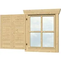 Fensterladen SKANHOLZ, beige (natur) - Zubehör für Gartenhäuser, stilvolle Fensterläden aus Holzwerkstoff, passend für SKAN HOLZ Einzelfenster 57,5x70,5cm, inklusive Befestigungsmaterial und 5 Jahre Herstellergarantie.