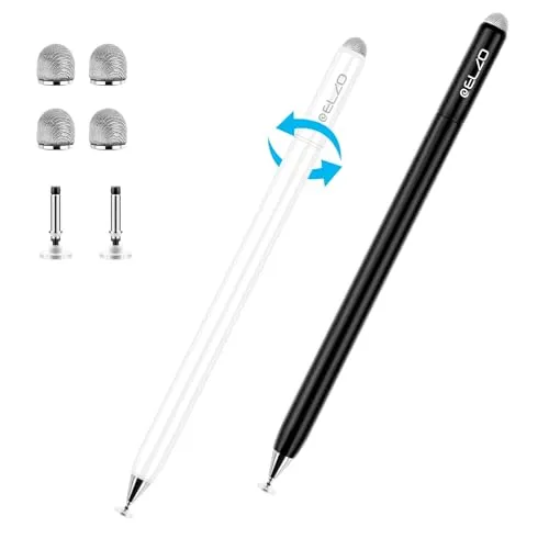 ELZO Tablet Stift für Alle Tablets, 2 in 1 Stylus Pen, 2er Pack Touchscreen Stift für Alle Tablets/Handys, Apple iPad, iPhone, Samsung, Surface, Lenovo, Xiaomi, Chromebook, Huawei Android iOS