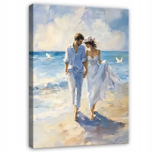 WallArena - Leinwand Bilder Paar - 30x40 cm Leinwandbilder - Bild auf leinwand - Wandbild XXL groß Wandbilder für Wohnzimmer Schlafzimmer Wohnzimmerbilder Modern kunstdruck - Meer Strand