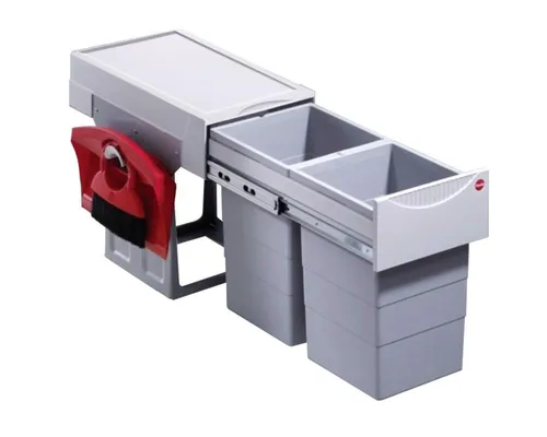 Hailo Abfallsammler 2x15 Swing 30.2/30 plus Tandem Abfalleimer - Haushaltszubehör mit 2 x 15 l und einem Gesamtvolumen von 30 l, ideal für platzsparende Bodenmontage und einfache Handhabung durch Vollauszug.