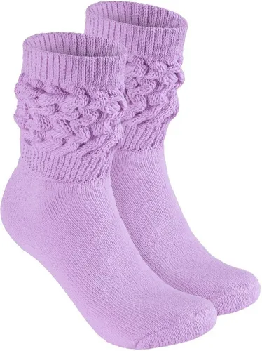 BRUBAKER Schoppersocken Slouch Socken - Damen Fitnesssocken (80s Style, 2-Paar, Baumwolle) Knit Sportsocken für Fitness, Yoga, Workout, Gymnastik und Wellness