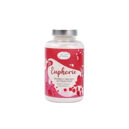 BadeFee Bademilch Harmonie – luxuriöses Milchbad mit Molke, Mandelöl & Meersalz, sinnlicher Rosenduft, made in Germany, 370 g (wilder Erdbeeren, Rhabarber)