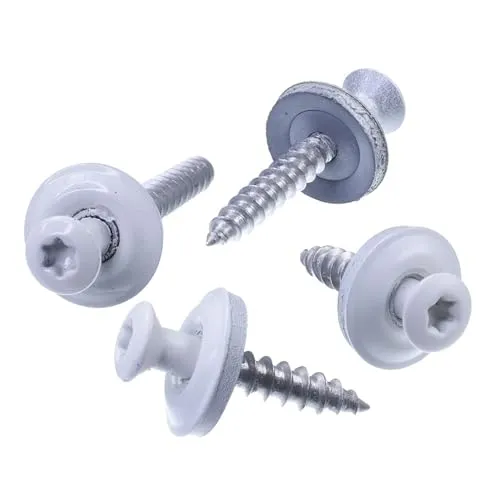 SECCARO Spenglerschraube 4,5 x 40 mm, RAL 9010 reinweiß, Edelstahl A2, EPDM-Dichtscheibe 15 mm, TX/Innensechsrund, 100 Stück