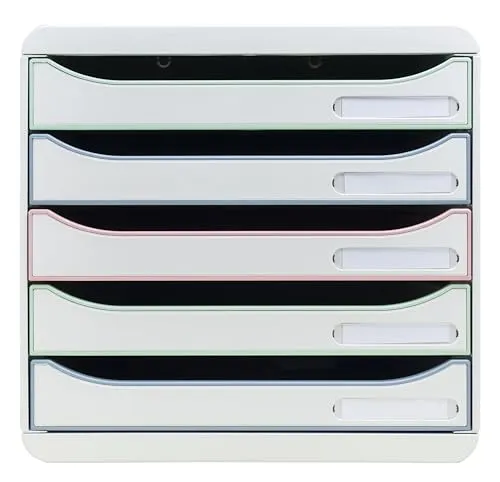 Exacompta 309303D Schubladenbox BIG BOX - Praktische Schubladenbox mit 5 Schubladen in verschiedenen Farben, ideal zur Aufbewahrung von Büromaterial und zur Organisation Ihres Arbeitsplatzes.
