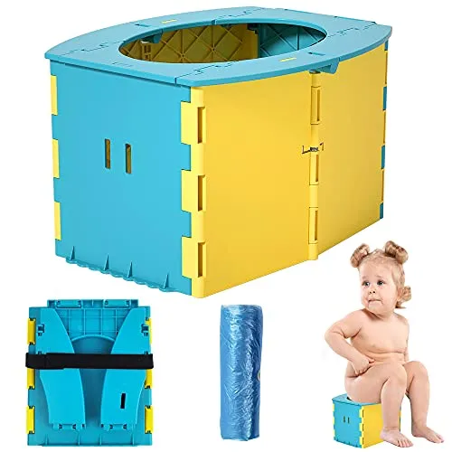 Toilettensitz Kinder,Töpfchen training sitze Töpfchen für unterwegs Tragbar reise WC ,für Reisen,Auto,Autoreise,Camping (Blue)