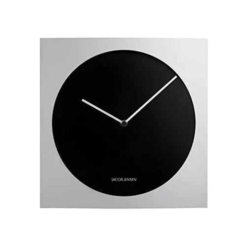Jacob Jensen Wanduhr schwarz Silber - Elegante Wanduhren mit leiser Zeitskulptur aus Aluminium und MDF, perfekt für stilvolle Wohnräume.
