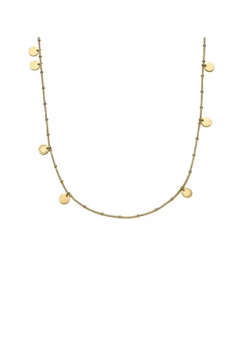 LIEBESKIND Halskette Damenkette Edelstahl Plättchen goldfarben - Halskette aus Edelstahl mit anpassbarem, doppelseitigem Plättchen, ideal für besondere Anlässe wie Hochzeiten oder Geburtstage.
