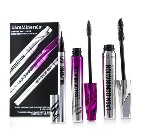 bareMinerals Travel Exclusive Set: Lash Domination - Kajal & Eyeliner: Volumizing Mascara in Intense Black und Black (8.5 ml) im praktischen Travel Set für atemberaubende Wimpern unterwegs.