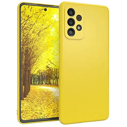EAZY CASE Handyhülle Silikon mit Kameraschutz kompatibel mit Samsung Galaxy A73 (5G) in Gelb, Ultra dünn, Slimcover, Silikonhülle, Hülle, Softcase, Backcover
