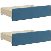 vidaXL Bettschubladen 2 Stk. Blau - Polsterbetten – Maximieren Sie Ihren Stauraum mit diesen stilvollen Bettschubladen aus hochwertigem Holzwerkstoff und weichem Samt, ideal für ein aufgeräumtes Schlafzimmer.