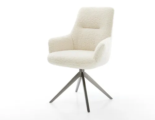 DELIFE Drehstuhl Zelia-Flex – Beige Teddystoff mit Wippfunktion