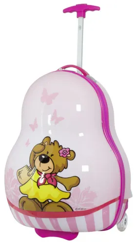 Warenhandel König Kinderkoffer Bär mit LED-Rollen - Bunter Kinderkoffer mit Bär-Motiv, ausgestattet mit 2 leichten Rollen, die LED-Licht erzeugen. Ideal für kleine Abenteurer, strapazierfähig und praktisch für Reisen.
