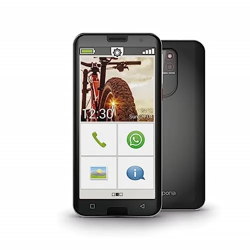 Produktbild Emporia SMART.5 | Seniorenhandy 4G Volte | Senioren Smartphone ohne Vertrag | Mobiltelefon mit Notruftaste | 5,5-Zoll-Display | Android 10 | 13 MP Kamera | Schwarz