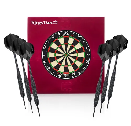 Kings Dart Dartscheibe Dart-Set Professional - Zielscheiben: Hochwertiges Dart-Set für Profis mit WDF-Standard, inklusive langlebiger Dartscheibe und präzisen Steeldartpfeilen für optimale Kontrolle.