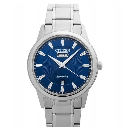 Citizen Watch AW0100-86L - Herren Armbanduhr mit Eco-Drive Technologie, solarbetrieben und ohne Batteriewechsel. Hochwertiges Edelstahlarmband und blaues Zifferblatt, ideal für jeden Anlass.