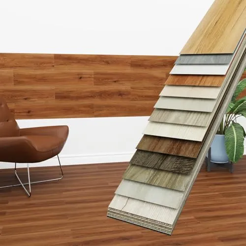 HEXIM Vinyldielen 0,97m² selbstklebend PVC Wandverkleidung Bodenbelag Holzoptik 91x15cm Paneele für Wand & Boden Holzdielen rot (7 Dielen Espresso Oak - 1814-4)