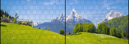 zaunzu Sichtschutzstreifen Alpen XL - Panorama Motivdruck für Doppelstabgitter - Gestalten Sie Ihren Garten mit dem bedruckten Sichtschutzstreifen im Panorama-Motiv Alpen. Wetterfest, langlebig und leicht zu reinigen – ideal für stilvolle Rückzugsorte in Ihrem Außenbereich.