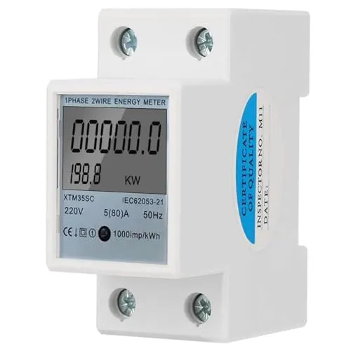 DEWIN Stromzähler Hutschiene, Digitale Stromzähler 1 Phase Wechselstromzähler KWh Zähler Energiezähler 1P 5 (80) AC 220V