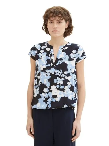 TOM TAILOR Damen Kurzarm-Bluse mit Muster von Tom Tailor