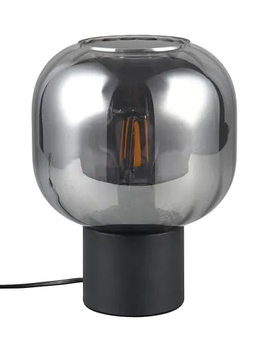 Trio Leuchten Tischleuchte Diva 519800132 - Tischlampe in stilvollem Schwarz matt mit edlem Glas Chrom, perfekt für modernes Wohndesign. Höhe 26cm, Durchmesser 20cm, Leuchtmittel nicht enthalten.