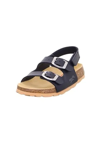 Superfit Jungen Fussbettpantoffel Knöchelriemchen Riemchensandalen, Ocean, 37 EU