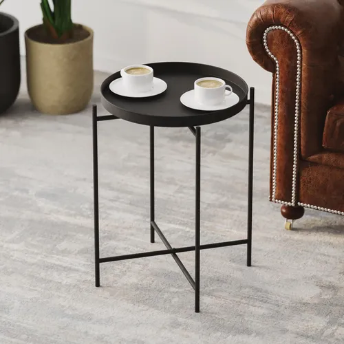 Fiave Couchtisch Schwarz, Rund 46x46x56h cm