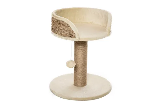 PawHut Kratzbaum 49 cm - Kleiner Katzenturm mit Spielball - Aktivitätskratzbaum für kleine Katzen, mit weichem Plüsch und robustem Design für sicheren Halt und Spielspaß.